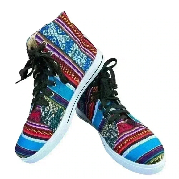 Inkkas Peruvian textile hightop sneakers Inca textile Women’s Size 10 Men’s 8 - Picture 1 of 11